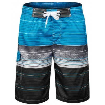 Mens Stripes Quick Dry Swim Trunks Board Shorts