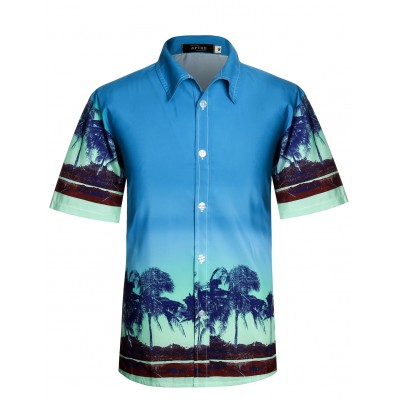  APTRO Men's Hawiian Shirt Short Sleeve Palm Beach Aloha Shirts