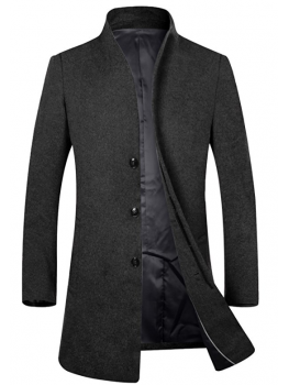 APTRO Men's Gift Wool French Front Slim Fit Long Business Coat