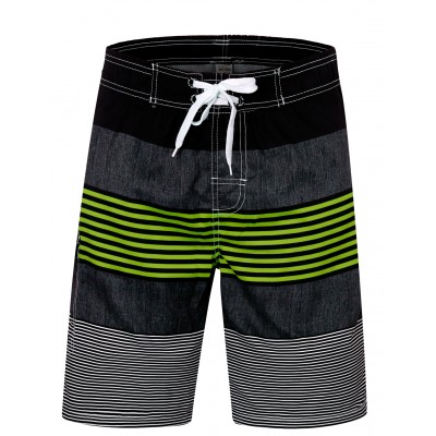 Mens Stripes Quick Dry Swim Trunks Board Shorts Swimwear 