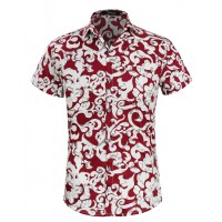 APTRO Men's Short Sleeve Casual Button Down Floral Paisley Shirt 