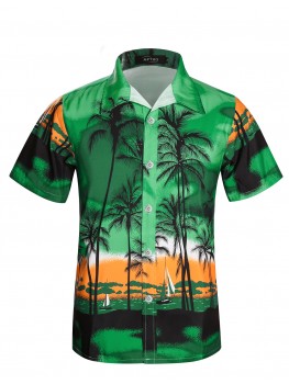 APTRO Men's Hawaiian Shirt Short Sleeve Palm Beach Board Shirt 