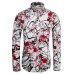 APTRO Men's Cotton Print Holiday Style Long Sleeve Floral Shirt