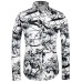 APTRO Men's Cotton Print Holiday Style Long Sleeve Floral Shirt