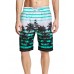 APTRO Men's Colorful Stripe and Coconut Tree Printing Beach Short